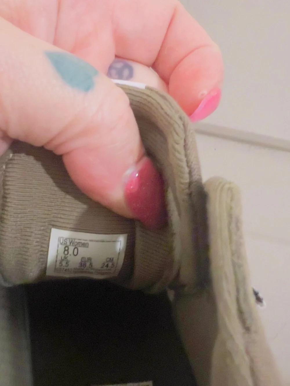 Ladies vans brown and olive Green High-Top Sneakers with White Laces